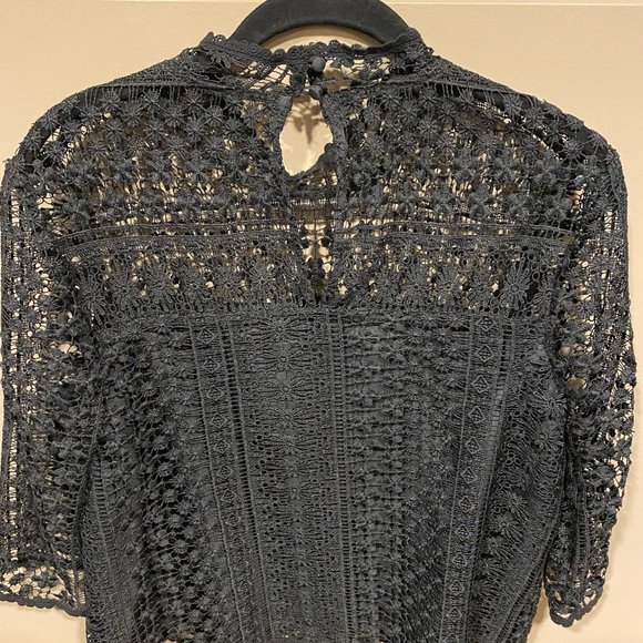 Black Lace Holiday Blouse Size M - Picture 2 of 4